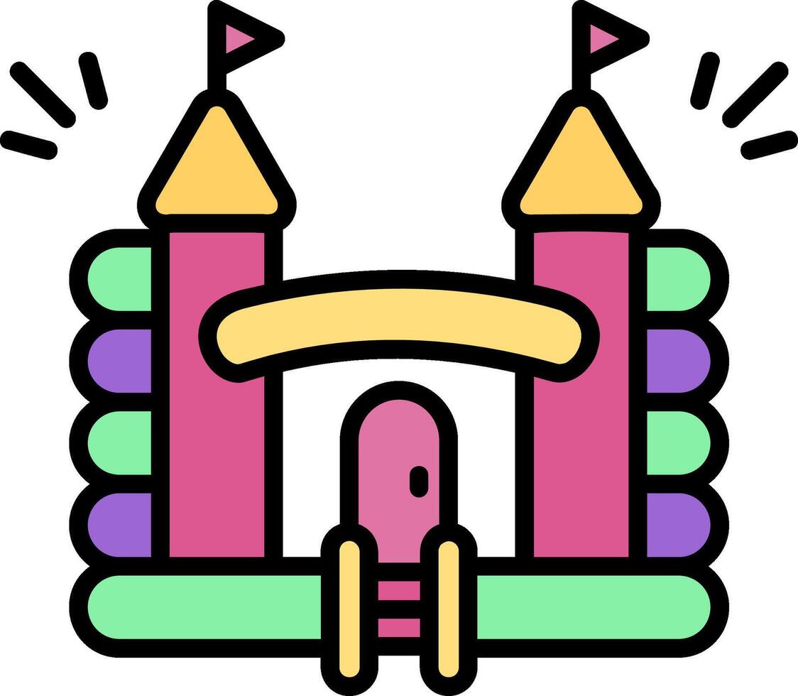 Inflatable Castle Line Filled Icon vector