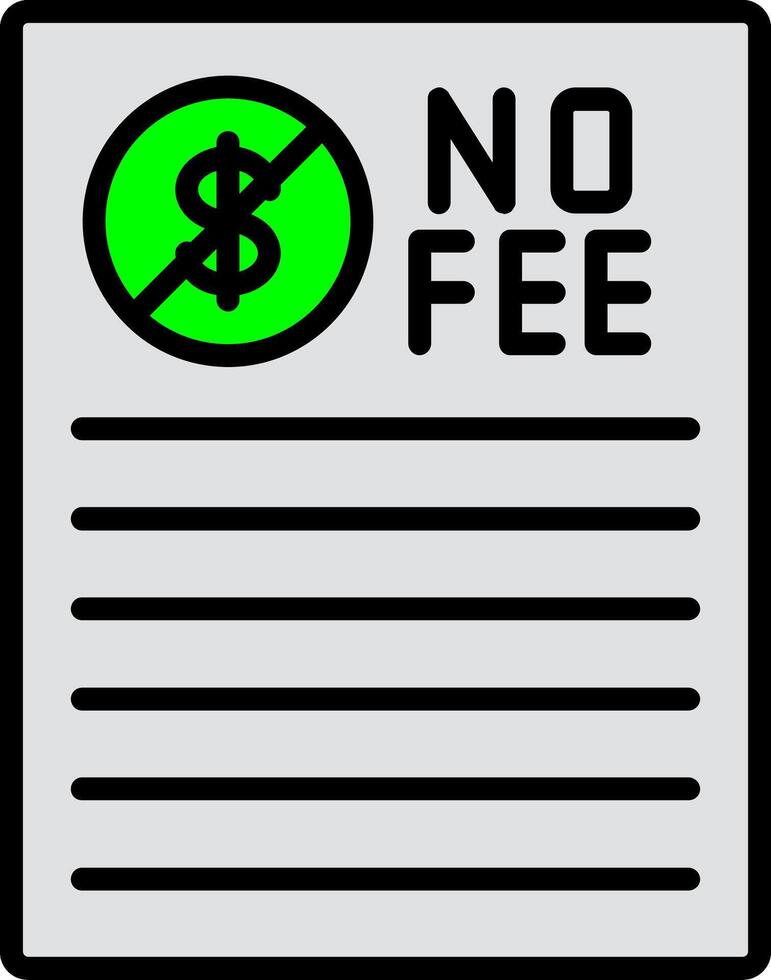 No Fee Line Filled Icon vector