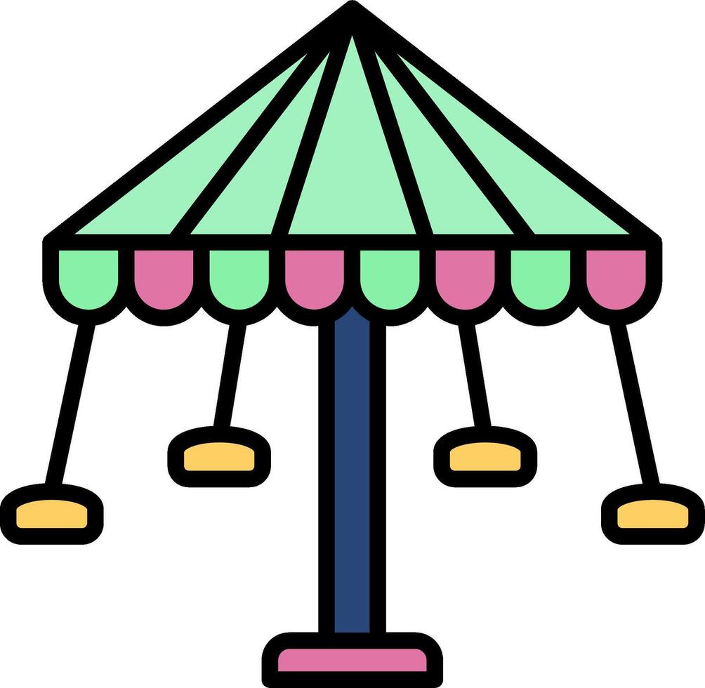 Merry Go Round Line Filled Icon vector