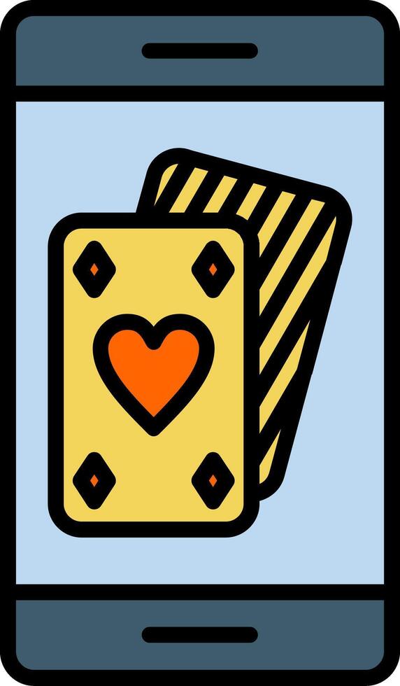 Phone Gambling Line Filled Icon vector