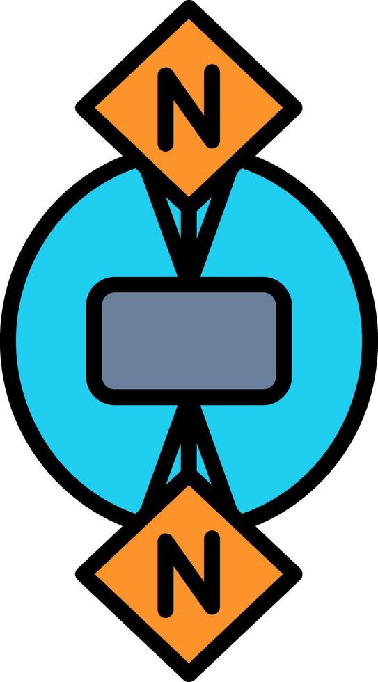 Many To Many Line Filled Icon vector