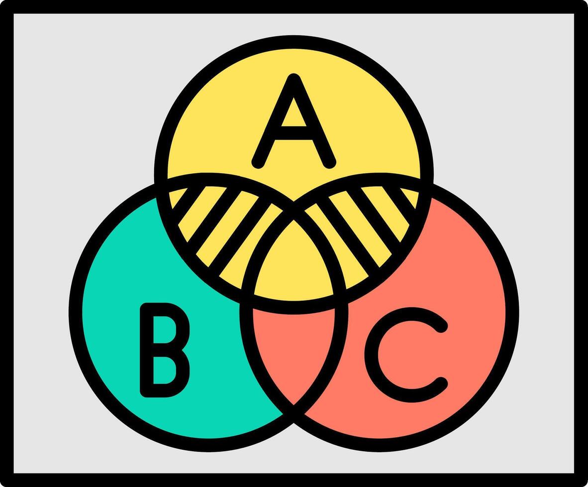 Venn Diagram Line Filled Icon vector