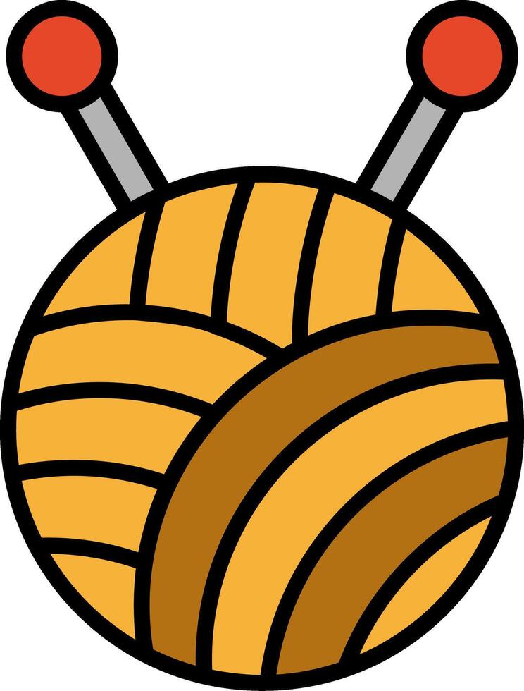 Wool Ball Line Filled Icon vector