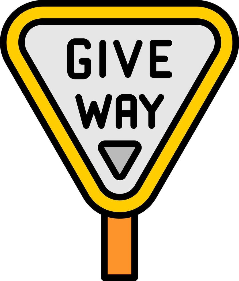 Give Way Line Filled Icon vector
