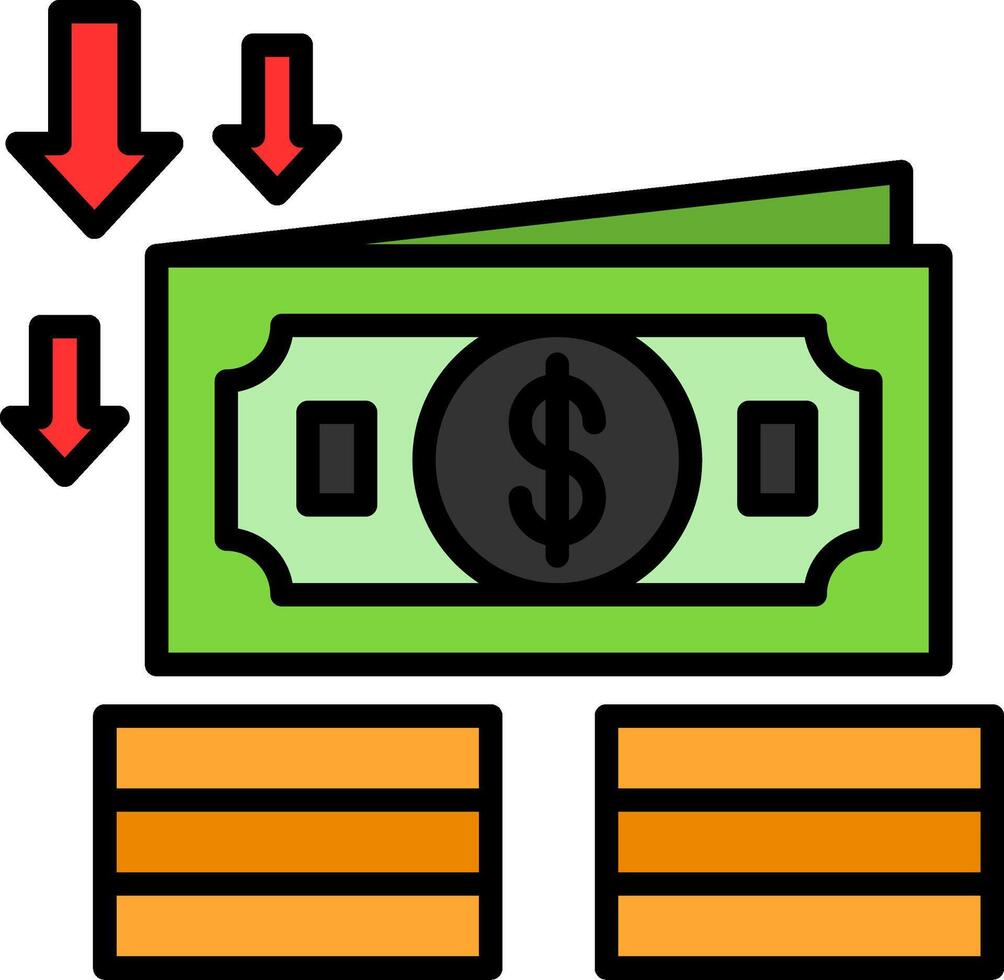 Money Loss Line Filled Icon vector