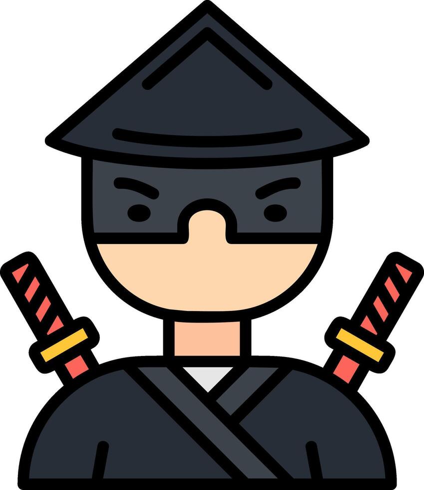Ninja Line Filled Icon vector