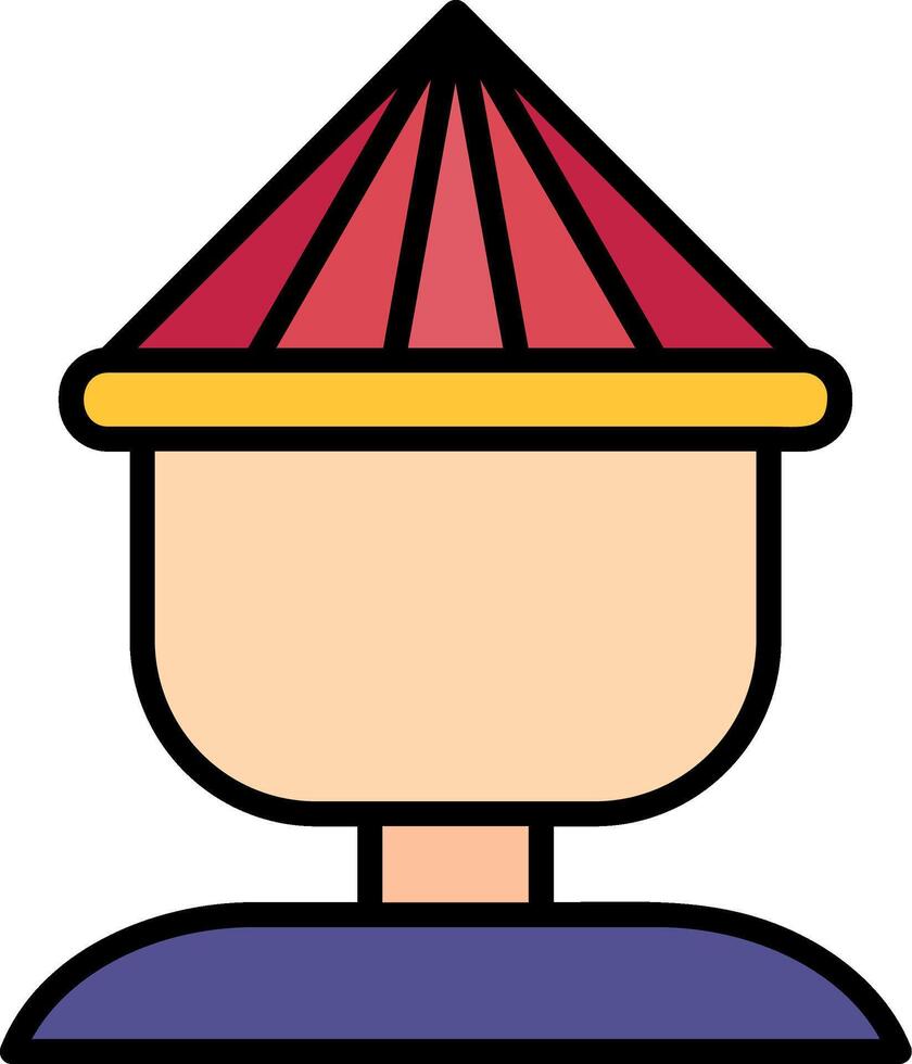 Bamboo Hat Line Filled Icon vector