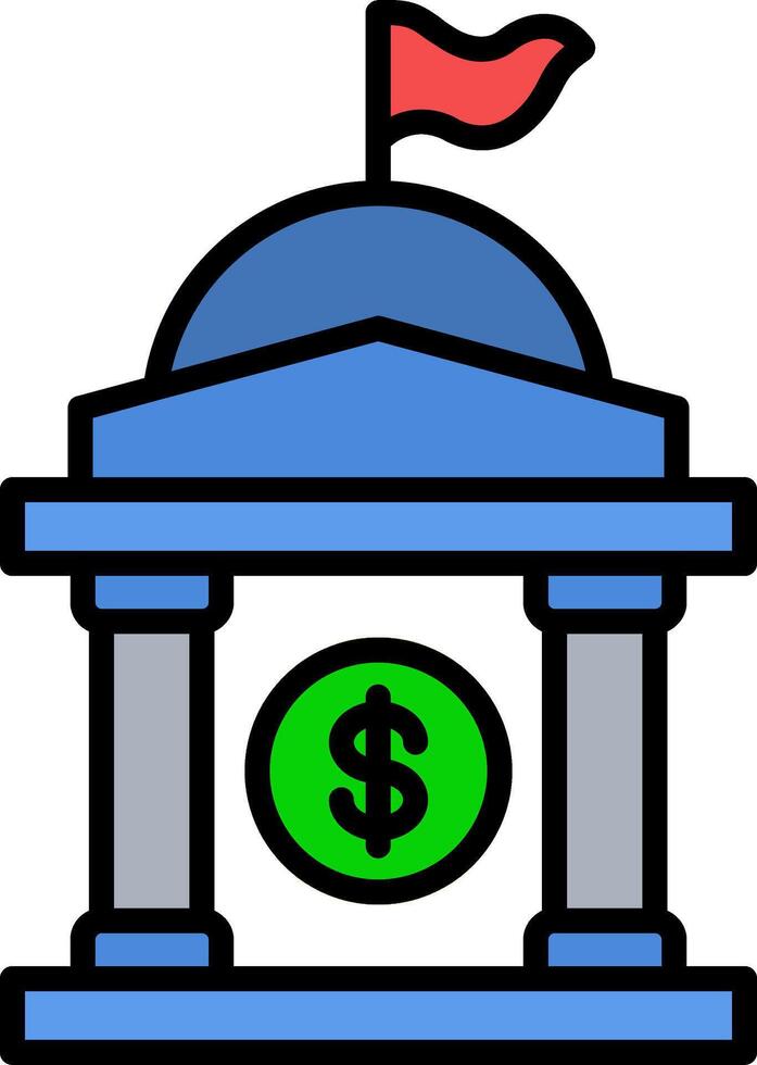 Government Building Line Filled Icon vector