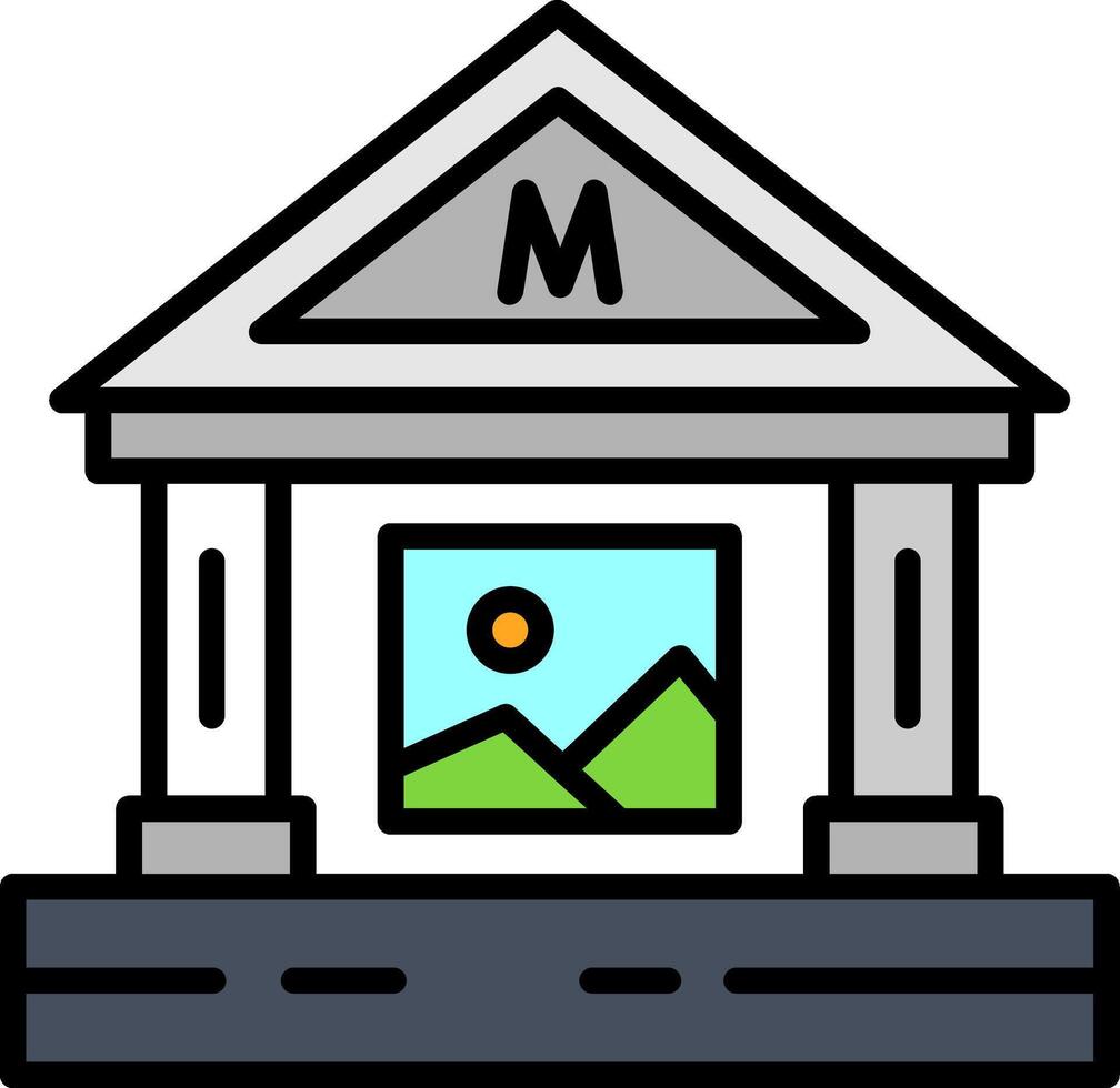 Museum Line Filled Icon vector