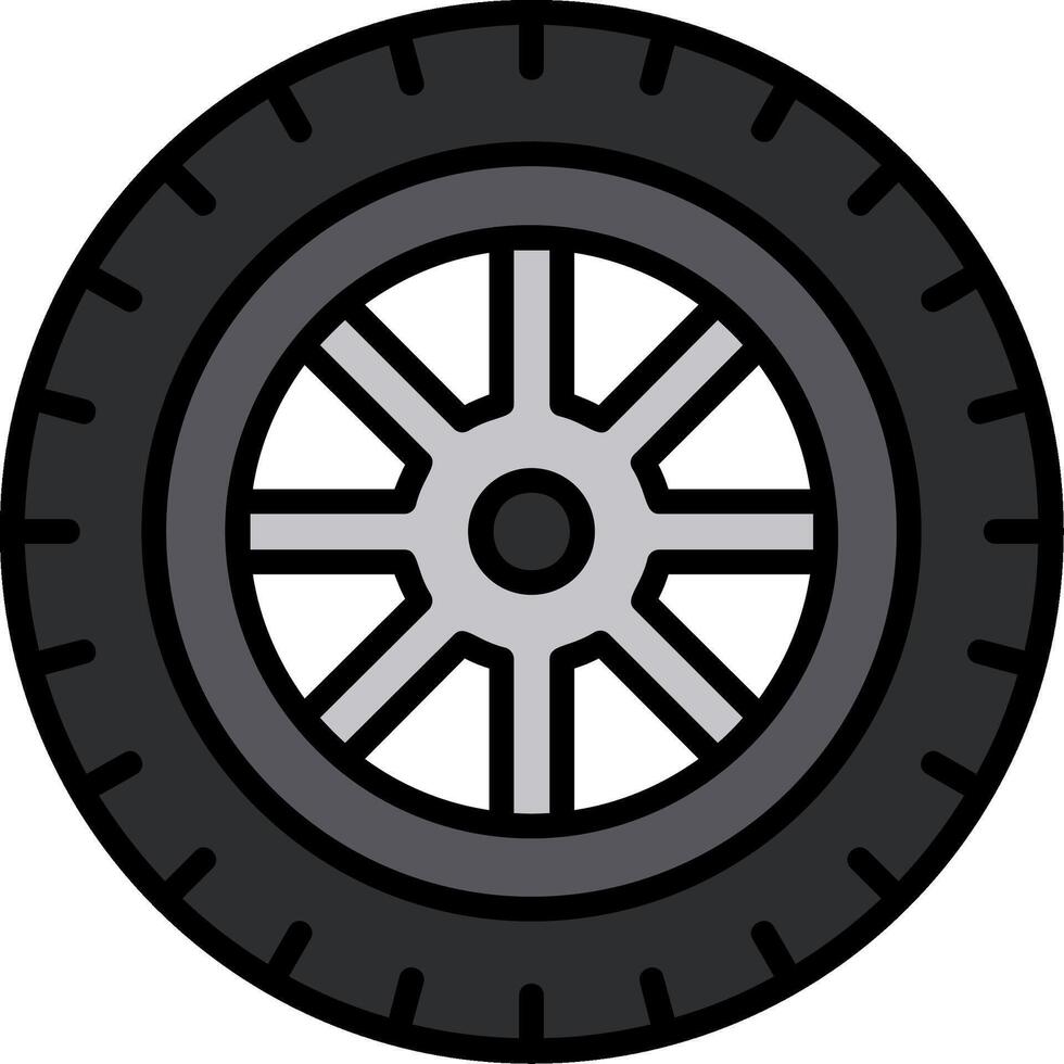 Wheel Line Filled Icon vector