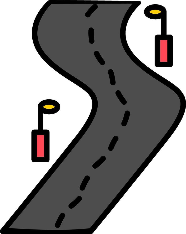 Road Line Filled Icon vector
