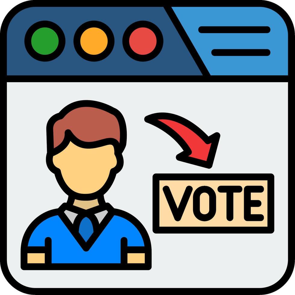 Online Voting Line Filled Icon vector