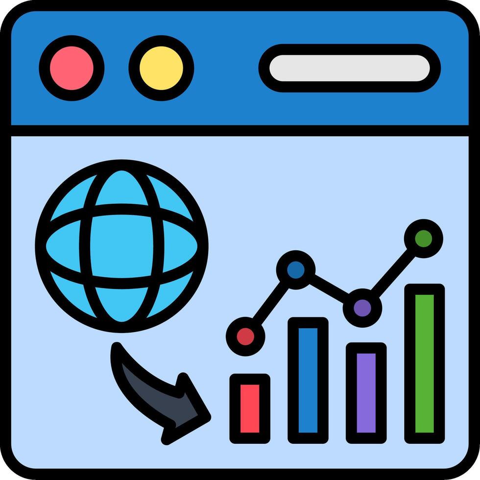 Web Analytics Line Filled Icon vector
