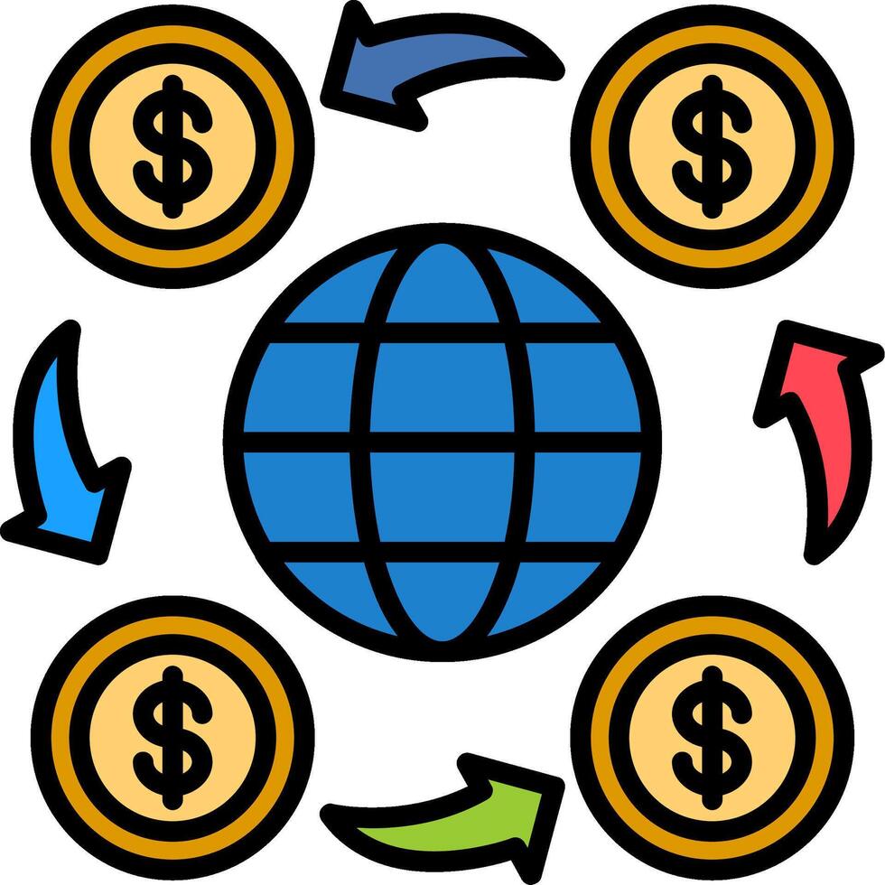 World Financial Line Filled Icon vector