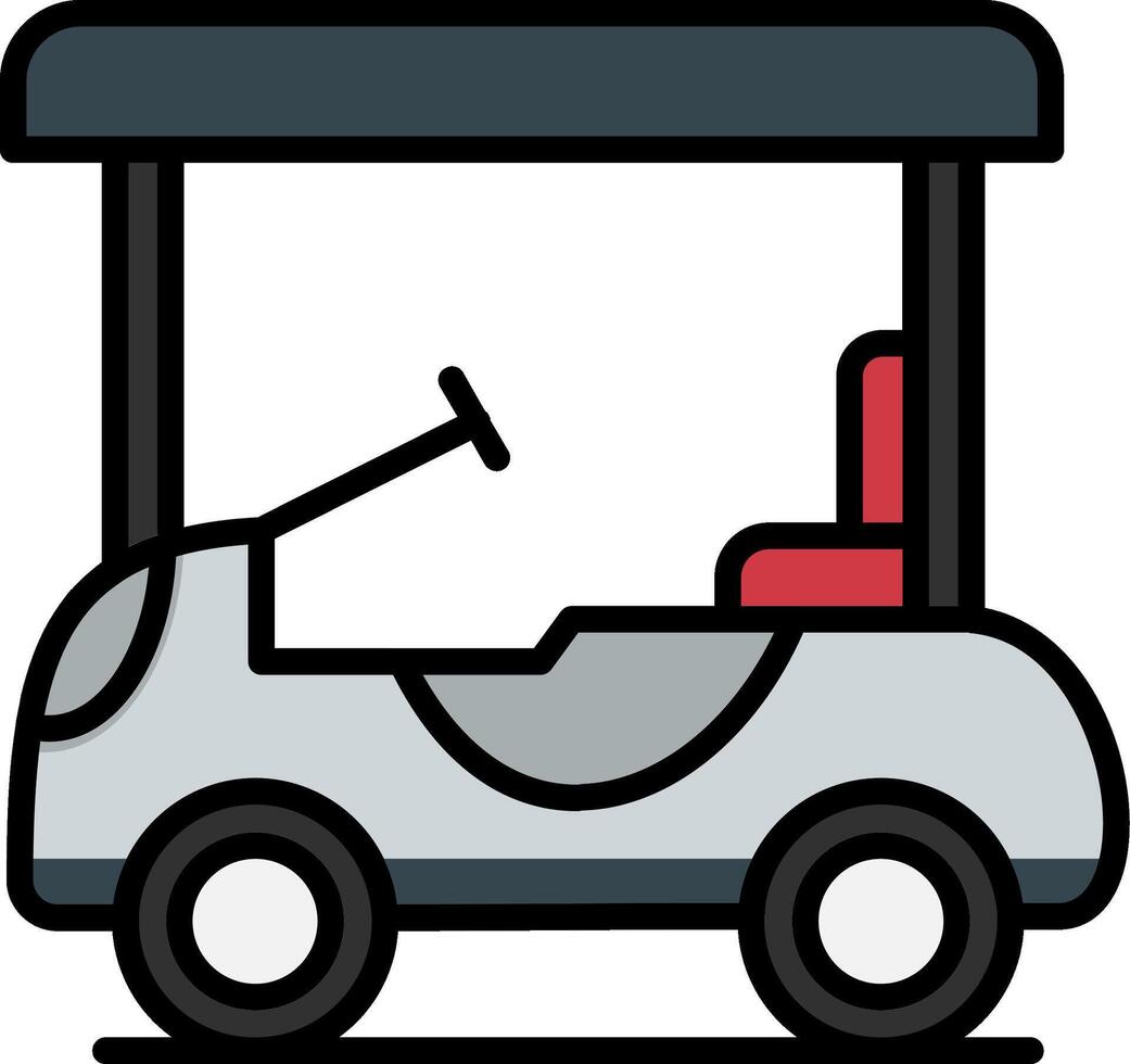 Golf Cart Line Filled Icon vector