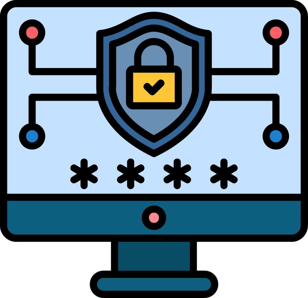 Security Line Filled Icon vector