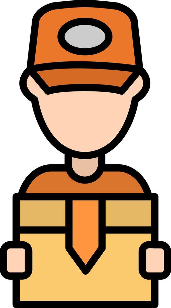 Delivery Man Line Filled Icon vector