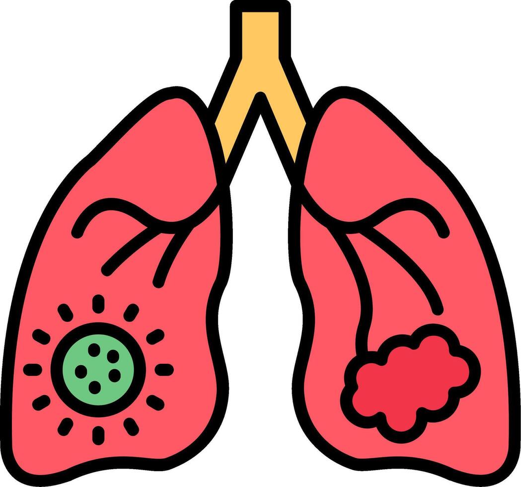 Lung Cancer Line Filled Icon vector
