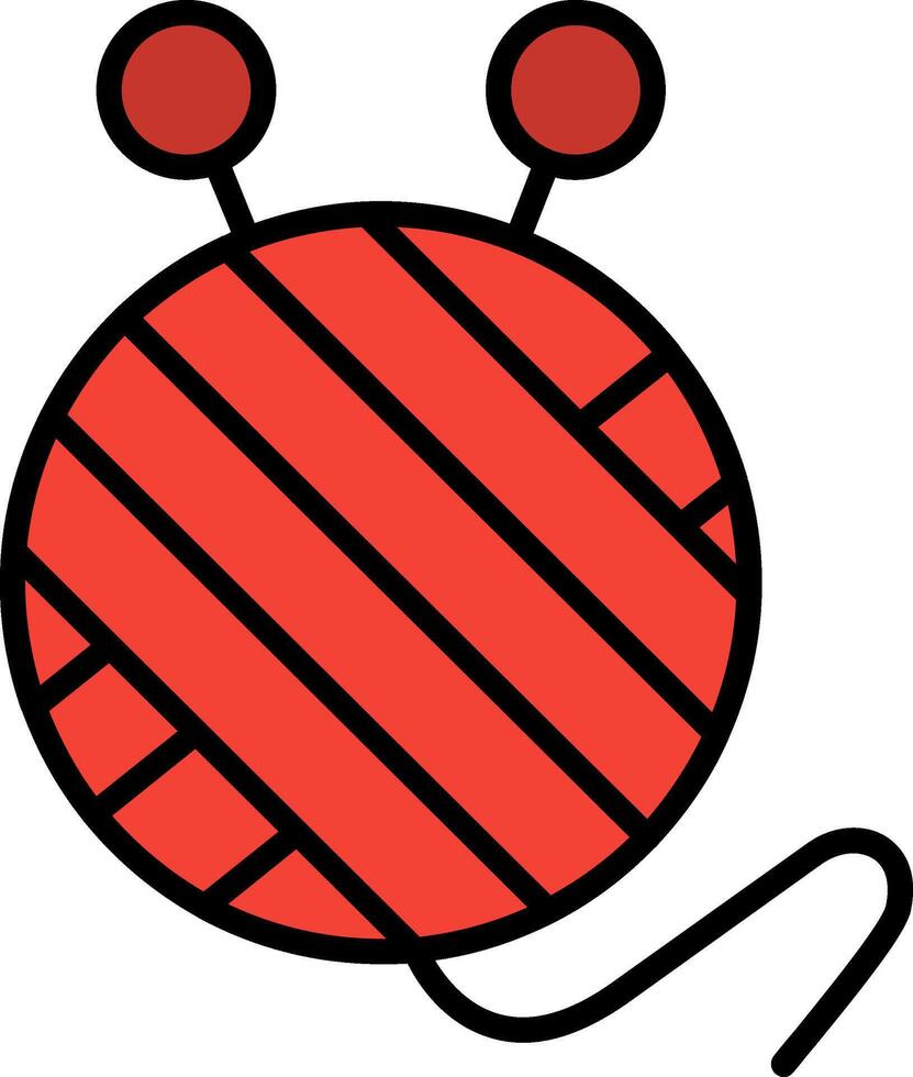 Wool Ball Line Filled Icon vector