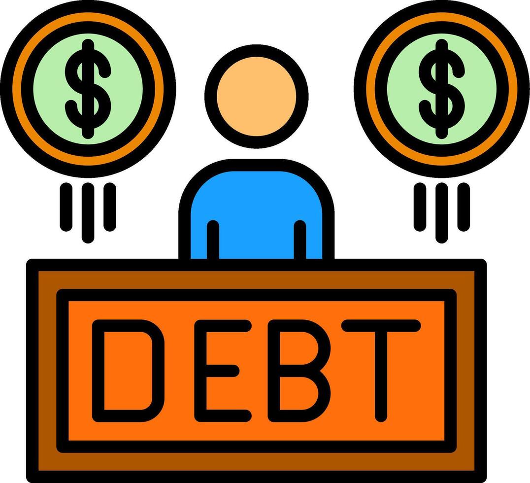 Debt Line Filled Icon vector