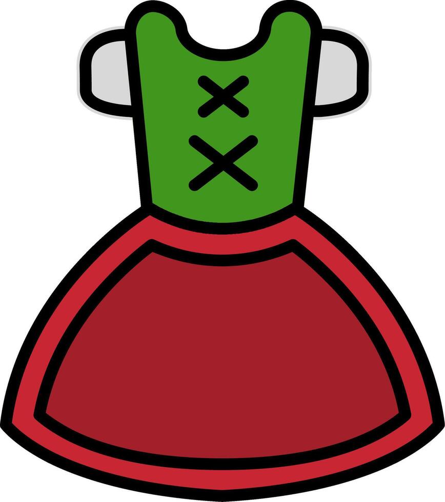 Dirndl Line Filled Icon vector