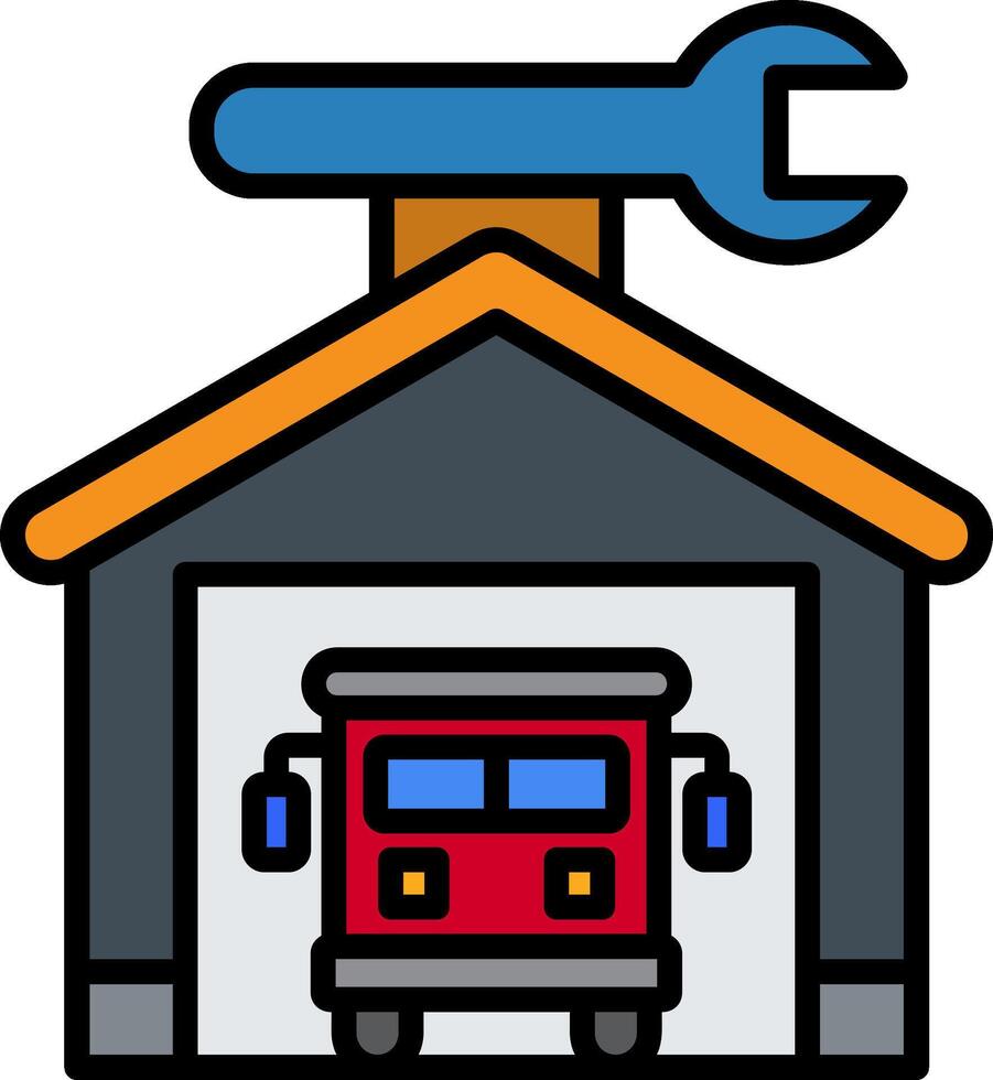 Garage Line Filled Icon vector