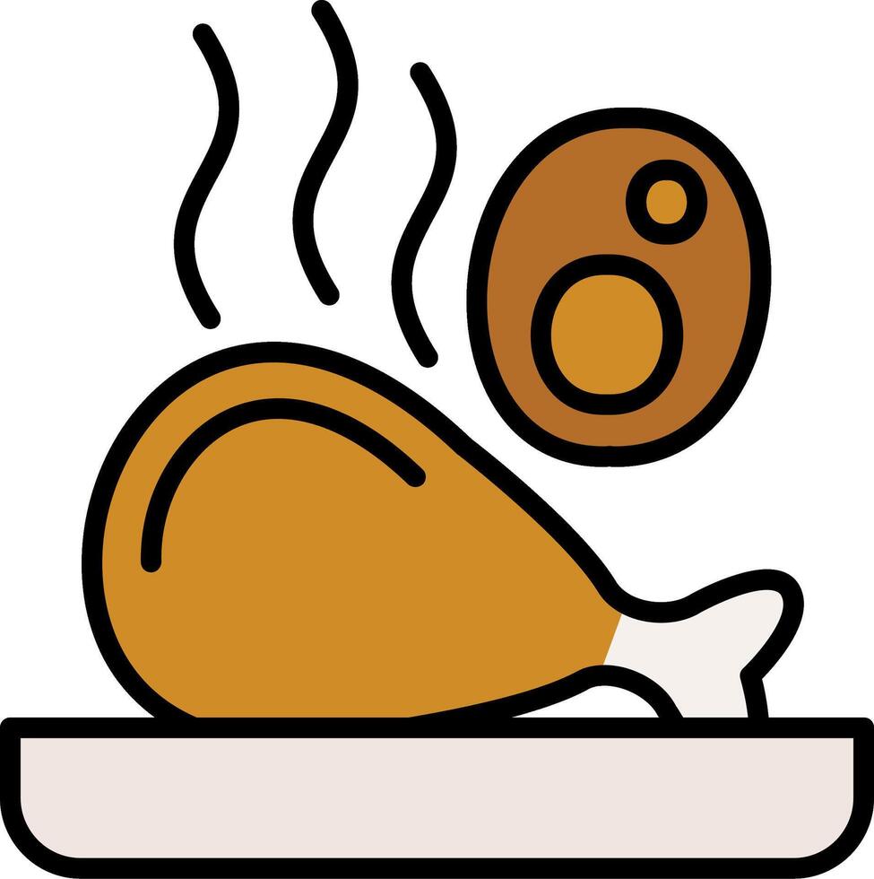 Ham Leg Line Filled Icon vector