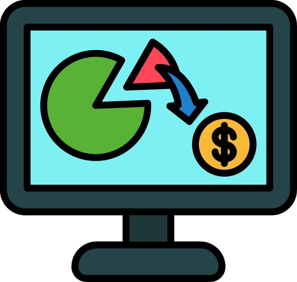 Pie Chart Line Filled Icon vector