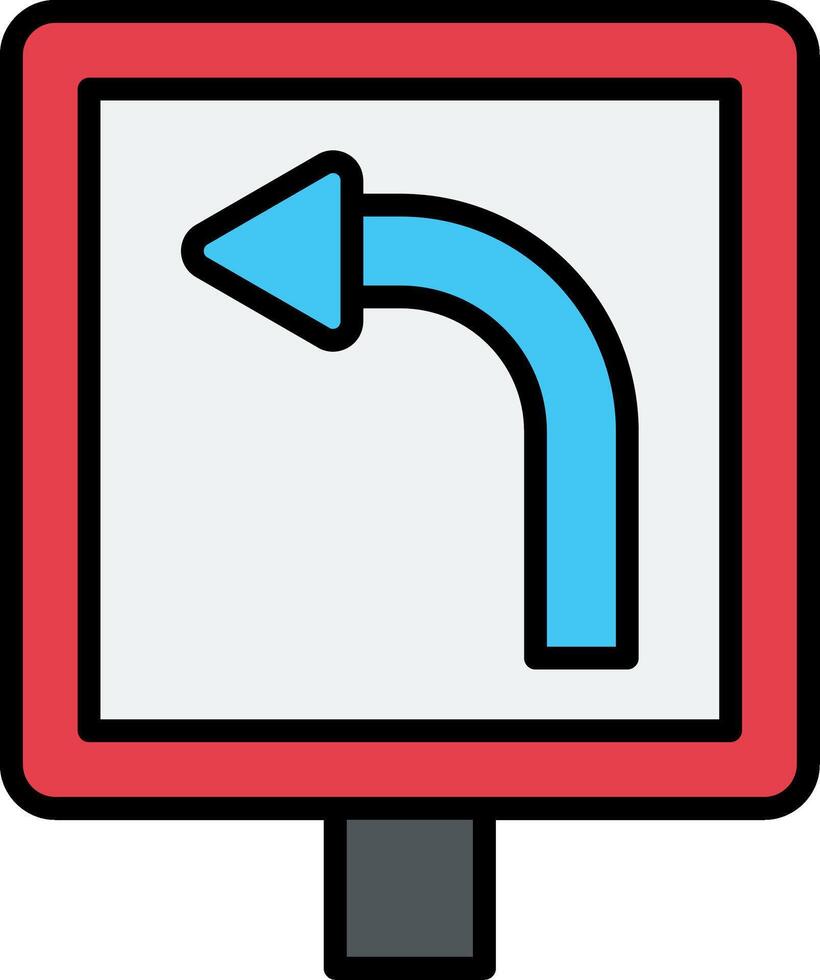 Left Bend Line Filled Icon vector