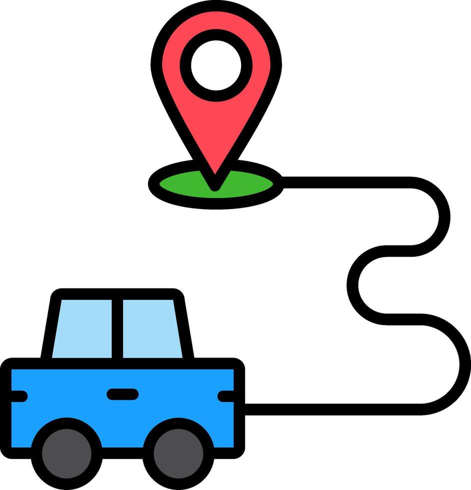 Route Line Filled Icon vector