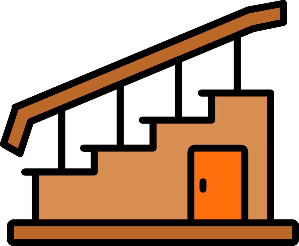 Stair Line Filled Icon vector