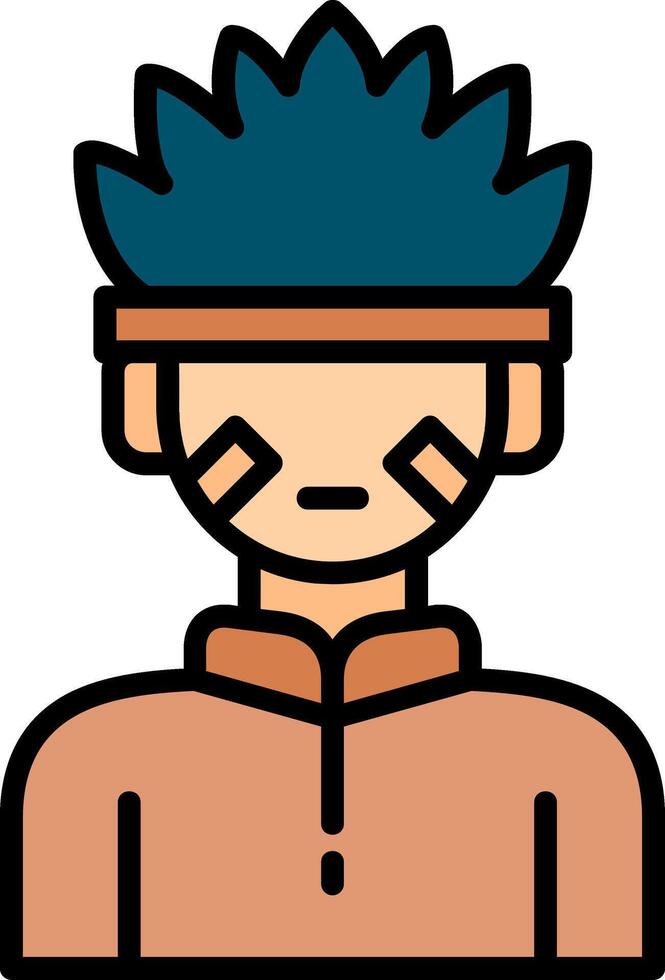 Native Indian Line Filled Icon vector