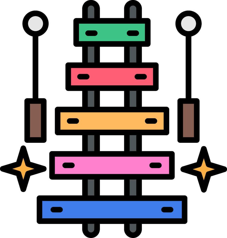 Xylophone Line Filled Icon vector