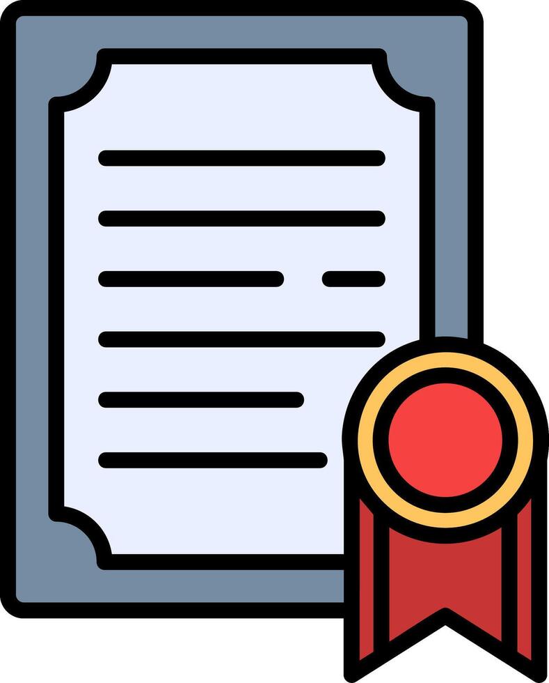 Certificate Line Filled Icon vector