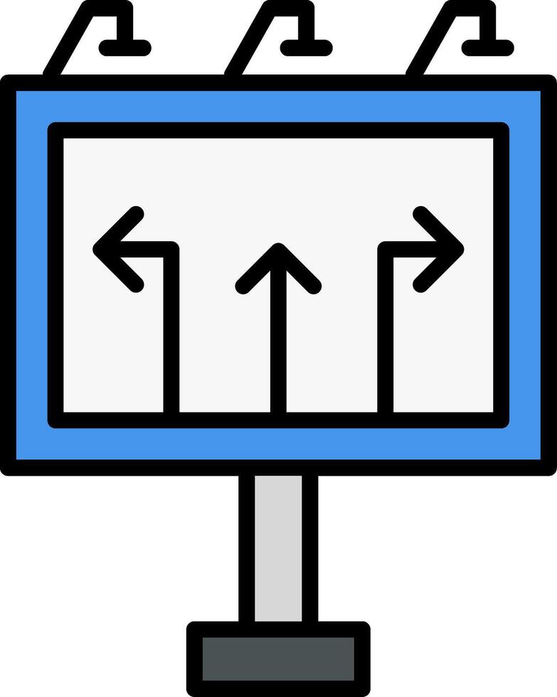 Road Sign Line Filled Icon vector