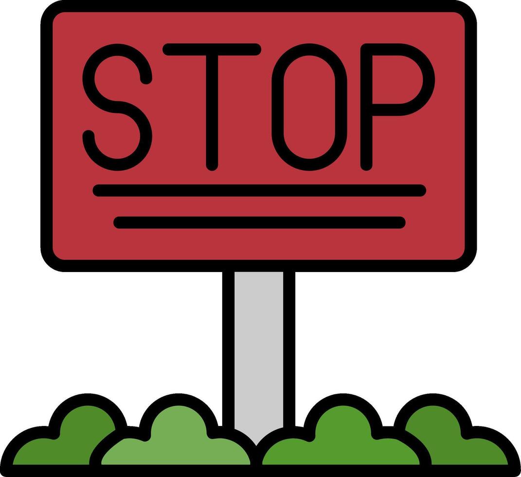 Stop Line Filled Icon vector