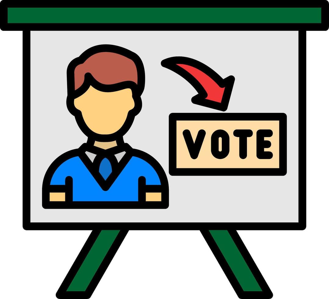 Voting Booth Line Filled Icon vector
