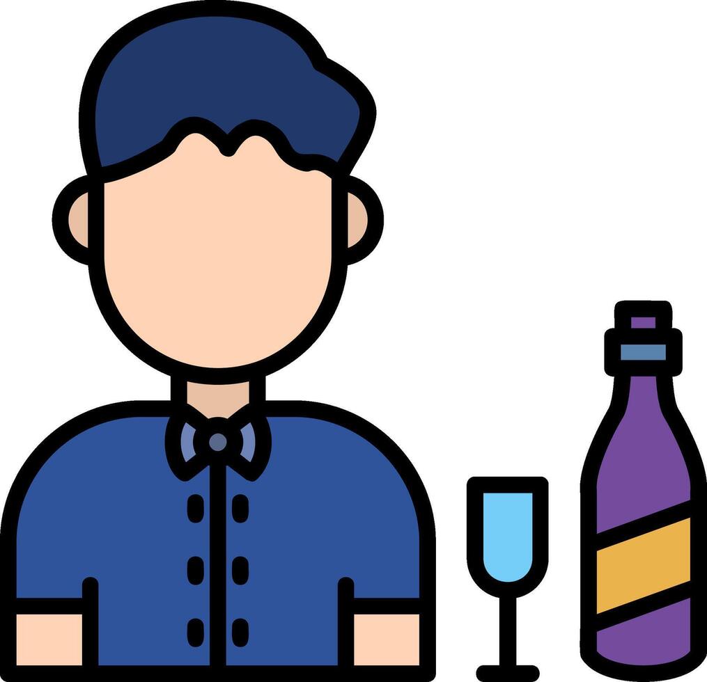 Bartender Line Filled Icon vector