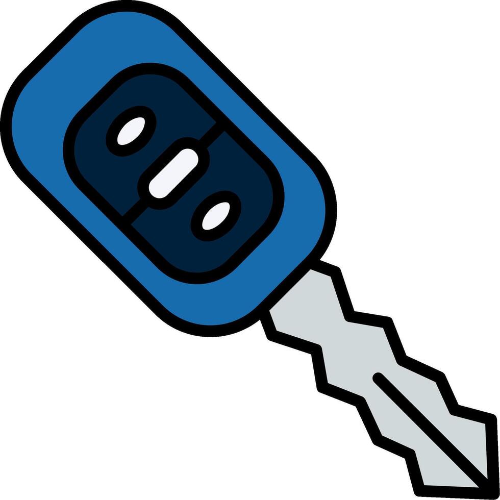 Car Key Line Filled Icon vector