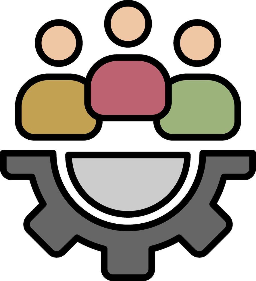 Team Management Line Filled Icon vector