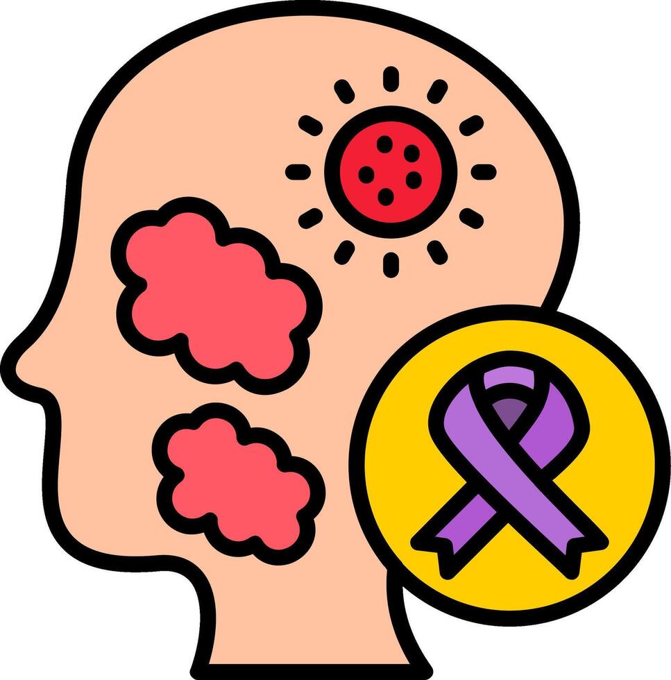 Brain Cancer Line Filled Icon vector