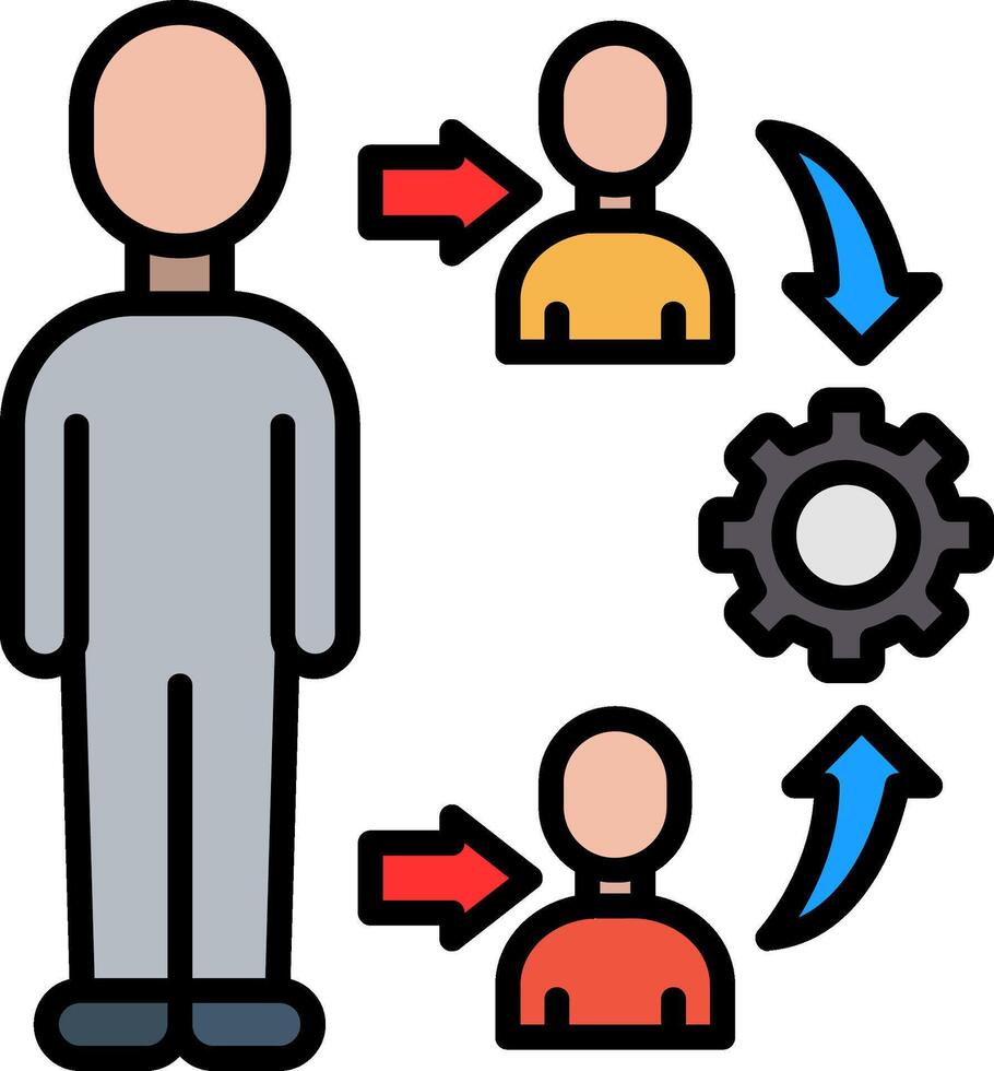 Team Management Line Filled Icon vector