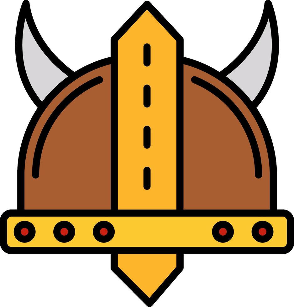 Viking Helmet Line Filled Icon vector