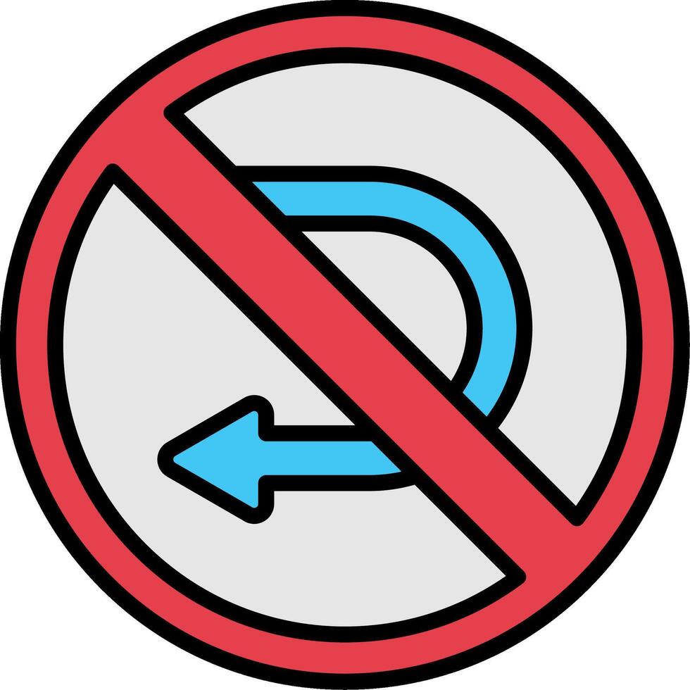 U Turn Line Filled Icon vector