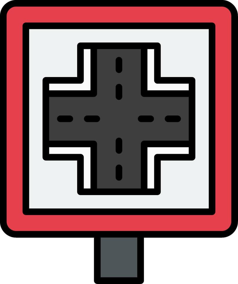 Cross Road Line Filled Icon vector