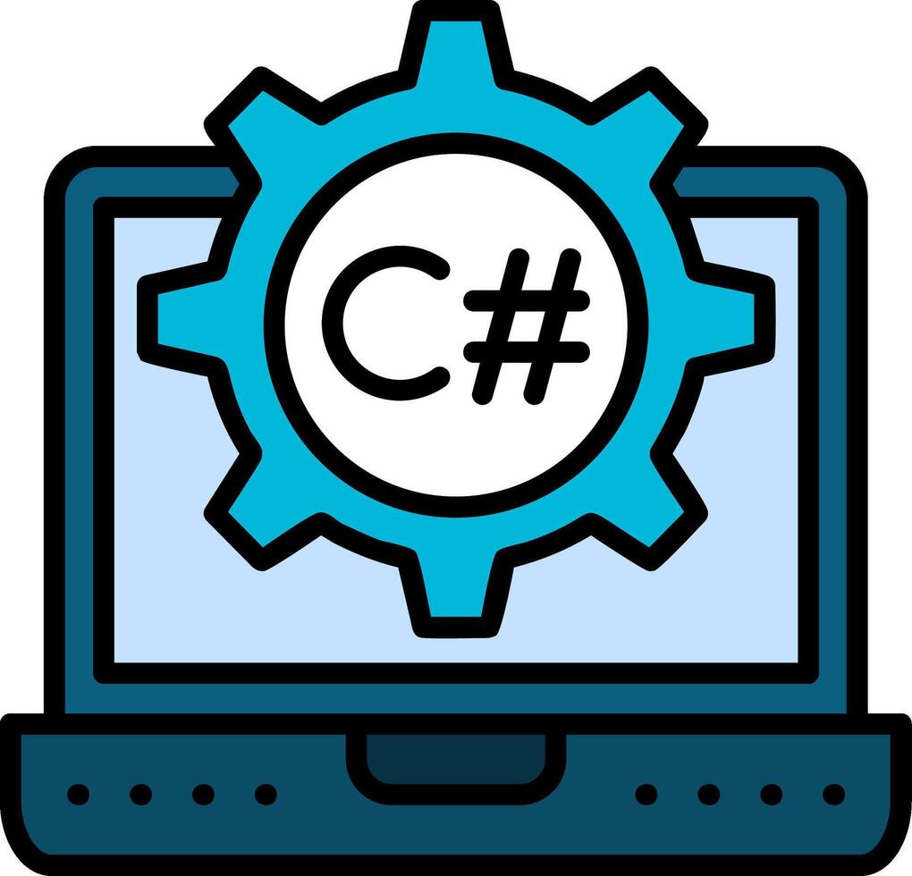 C Sharp Line Filled Icon vector