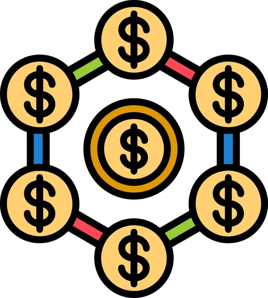 Banking System Line Filled Icon vector