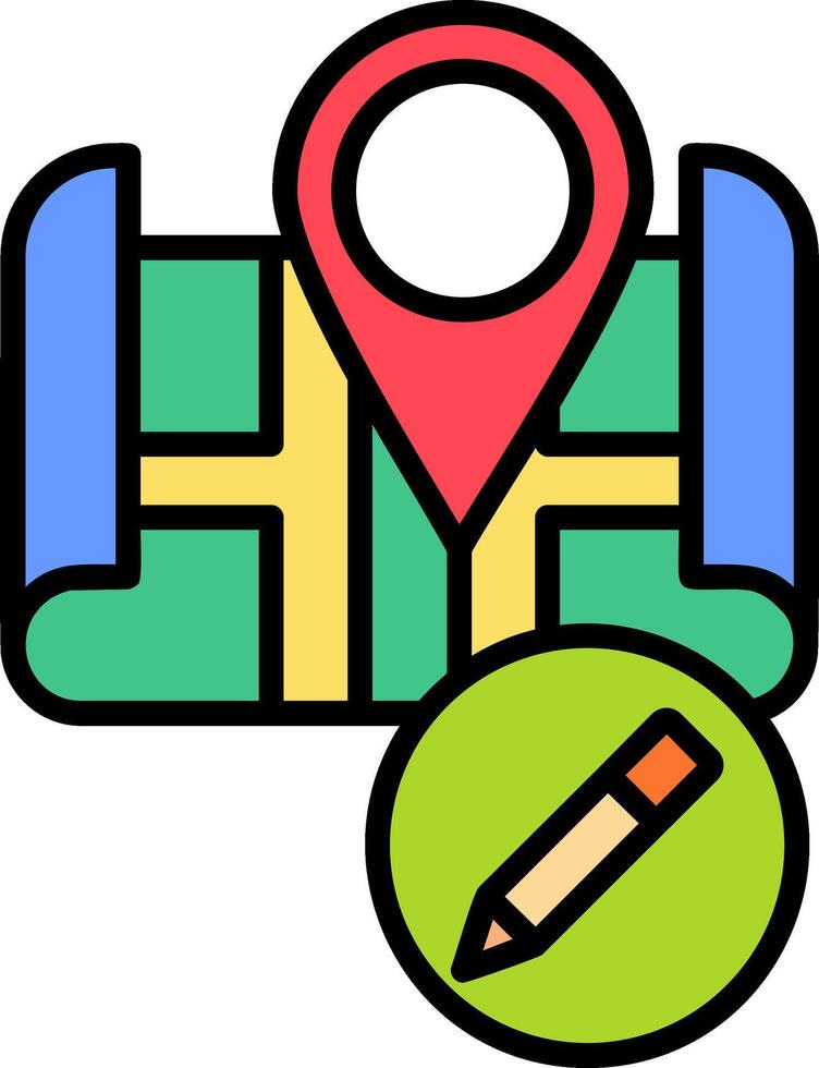 Edit Map Line Filled Icon vector