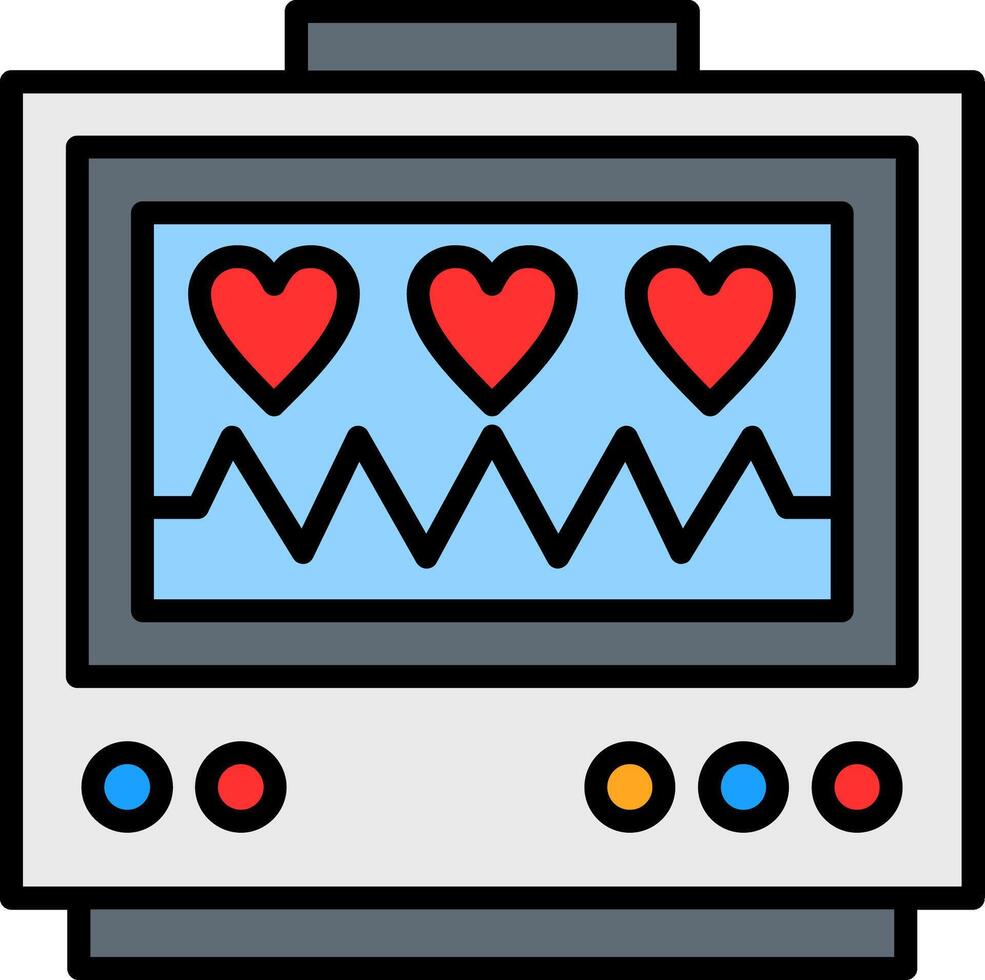 Electrocardiogram Line Filled Icon vector