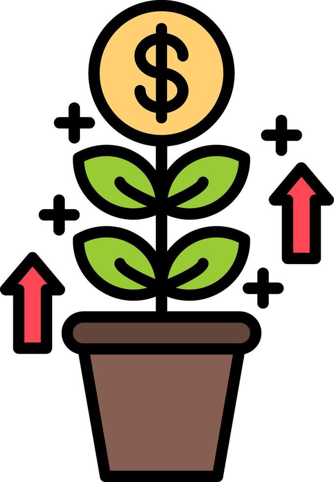 Money Tree Line Filled Icon vector